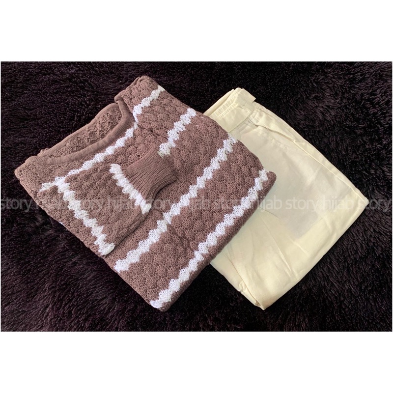 CHESSY SET + KESSIE SET  ( ATASAN + CELANA ) / BEST SELLER / BISA COD-Burgundy - white