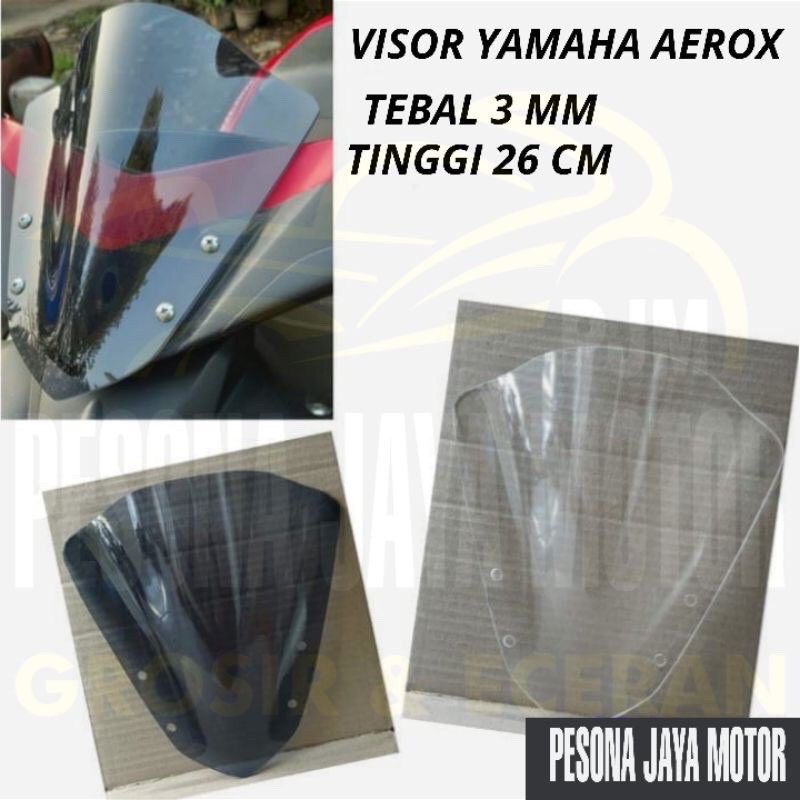 Visor Windshield Aerox 155 Two Tone Black Series Original Merk Akai Racing