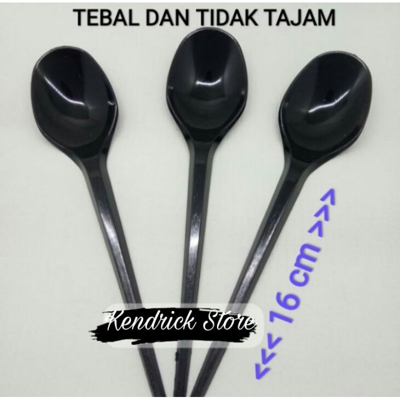 SENDOK PLASTIK MAKAN HITAM/ SENDOK MAKAN PLASTIK/ SENDOK MAKAN TEBAL ISI 100 PCS