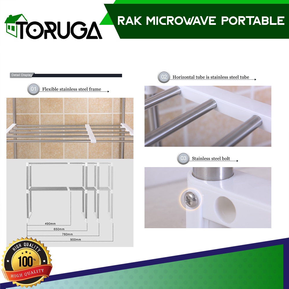 Rak Microwave Storage Rack portable serbaguna 2 tingkat susun