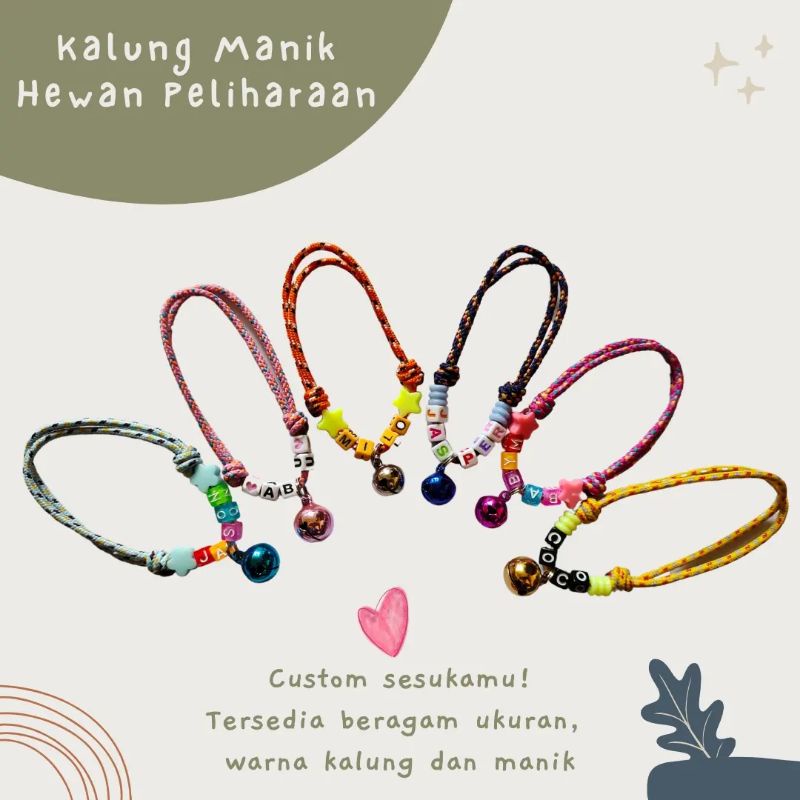 KALUNG KUCING ANJING KELINCI MANIK CUSTOM NAMA