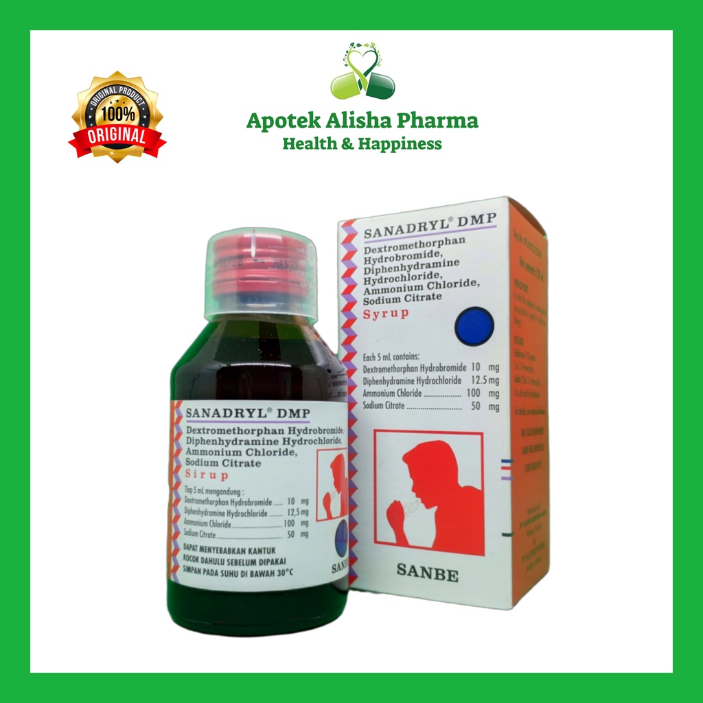 SANADRYL DMP Sirup - Obat Flu dan Batuk Kering Sanadril DMP Syrup