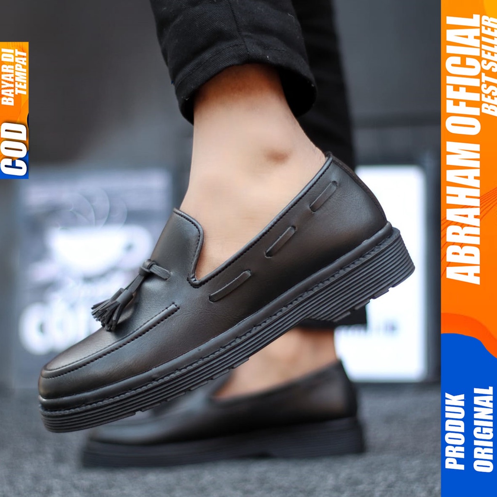 Sepatu Pantofel Kerja Formal Docmart Hitam Pria Abraham Lulja