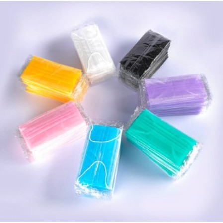 Masker 3ply warna warni disposable face mask masker medis 3 ply 1 Box 50 pcs READY STOK