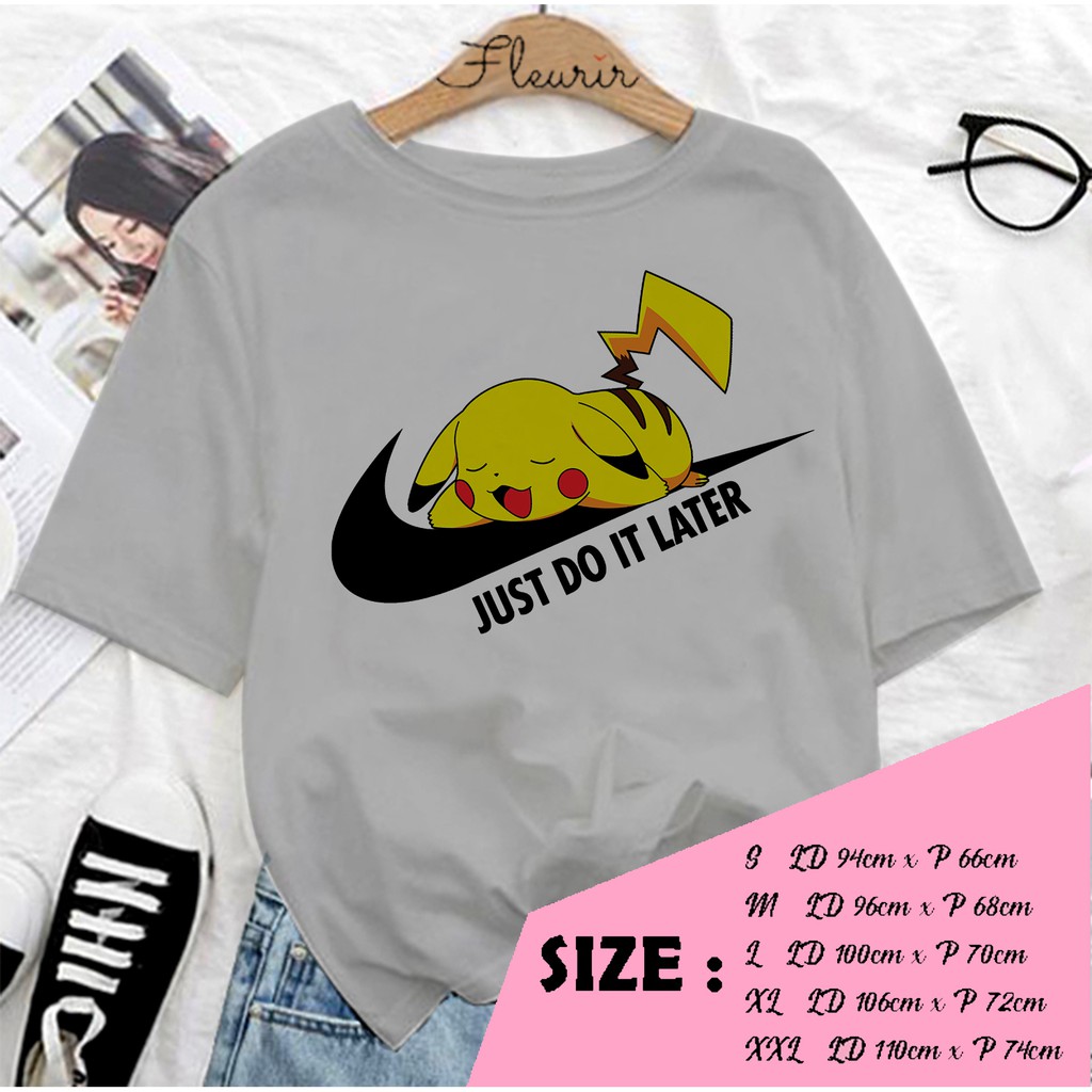 FLEURIR - KAOS NIKE PIKACHU WANITA DEWASA LENGAN PENDEK TEE UNISEX PRIA