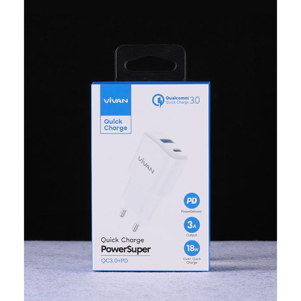 Charger Dual Mode PD / QC 3.0 Type C - Vivan Power Super 3A 18W