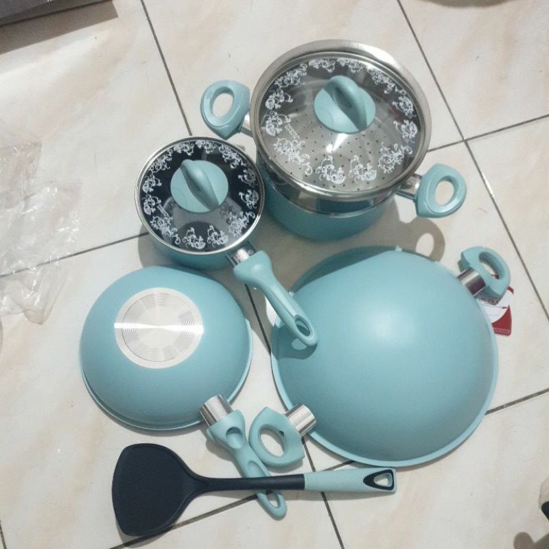 (Expedisi) Panci set supra rosemary 9pcs / Steamer set / wajan