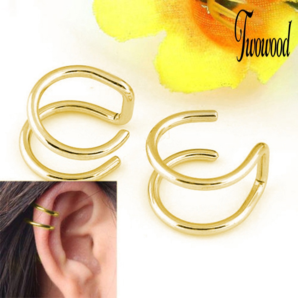 Anting Tulang Rawan Palsu 2 Baris Bahan Stainless Steel