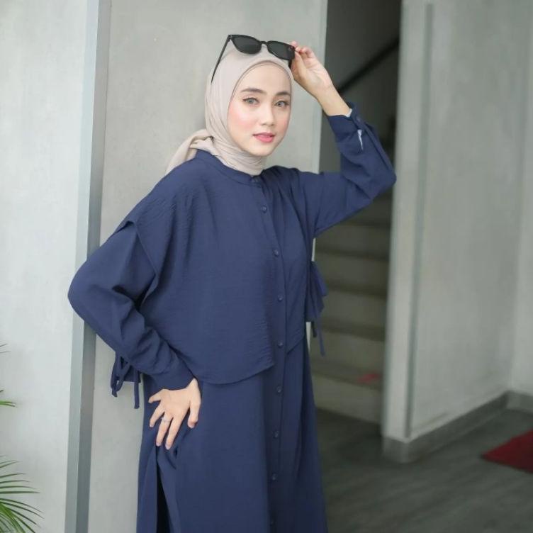 Terbagus.. Setelan oneset tunik airflow crinkle carla