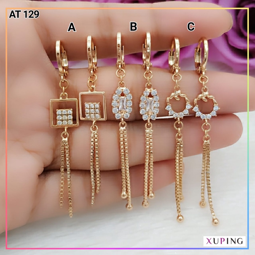 Anting Xuping ori premium terbaru anting dewasa jurai panjang kotak perhiasan wanita lapis emas gold AT 129