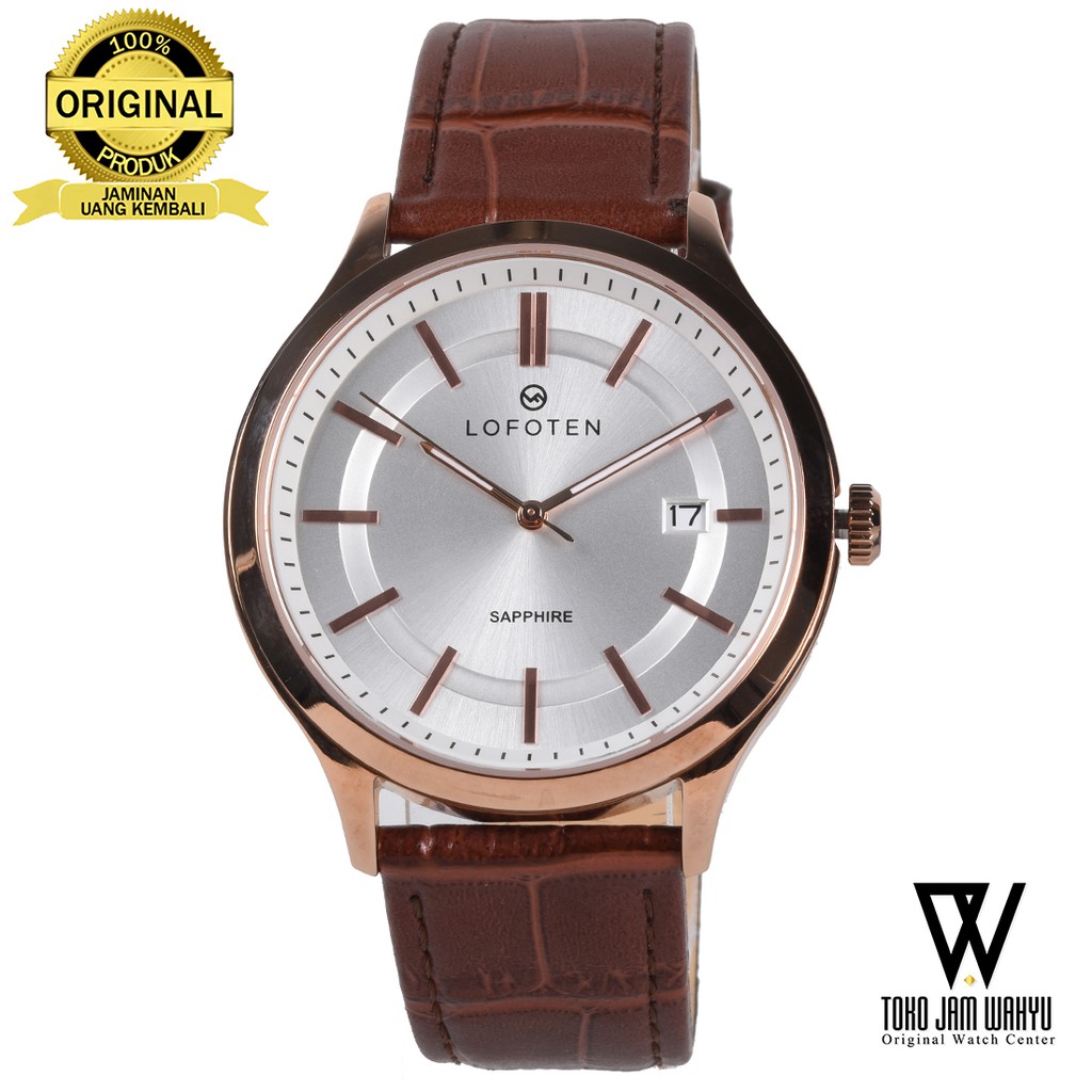 Lofoten F-8104M E Jam Tangan Pria - Rosegold - Brown Leather Strap