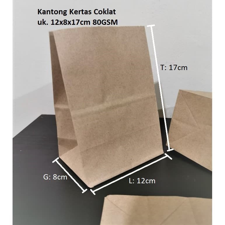 

Paperbag SOS Coklat Coating 50 pcs BT80/241307 KFC Tahan Air Minyak 12x8x17 cm