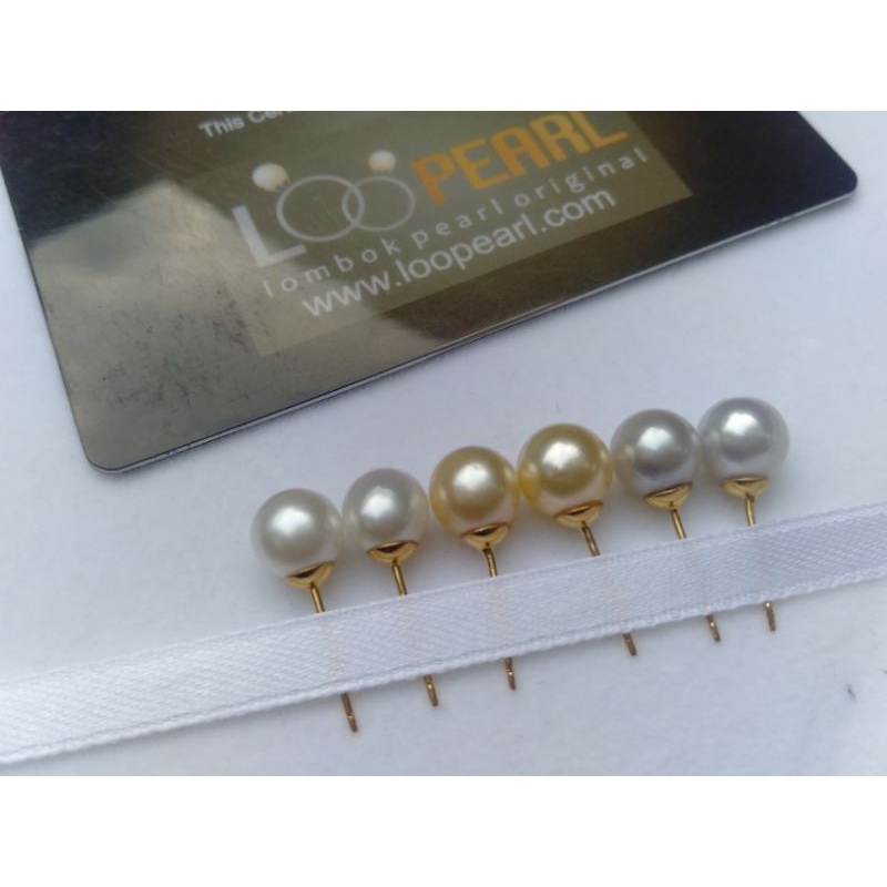 Giwang tusuk Emas Mutiara Lombok Aseli 22k