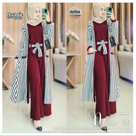Nerissa Set by Ori Uwais Hijab "Setelan Gamis Muslimah Kaos Wafel Milano"