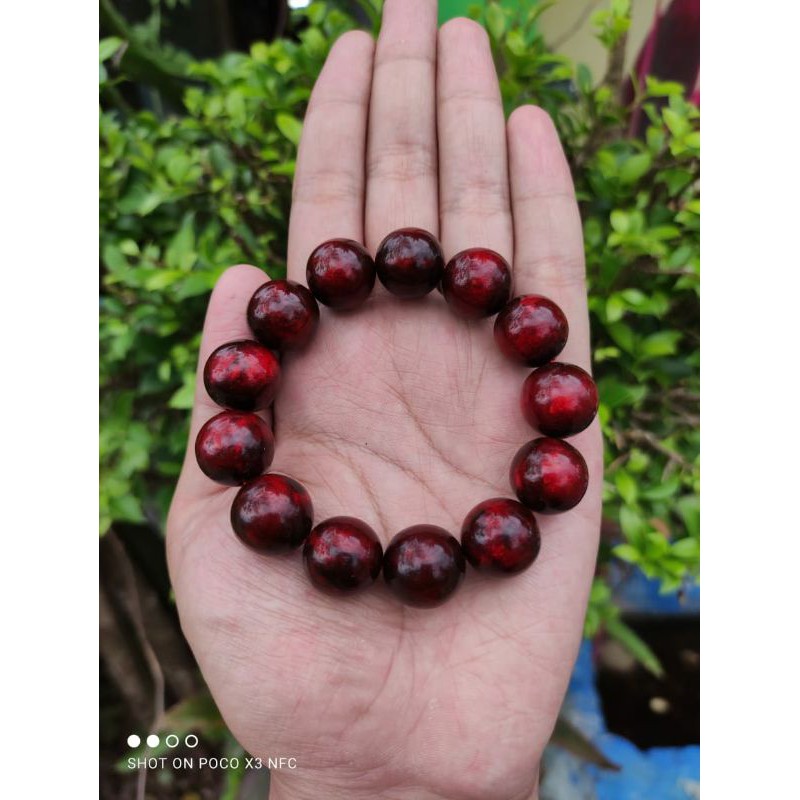 Gelang Akar Bahar Tali Arus Warna Merah Dim 16mm
