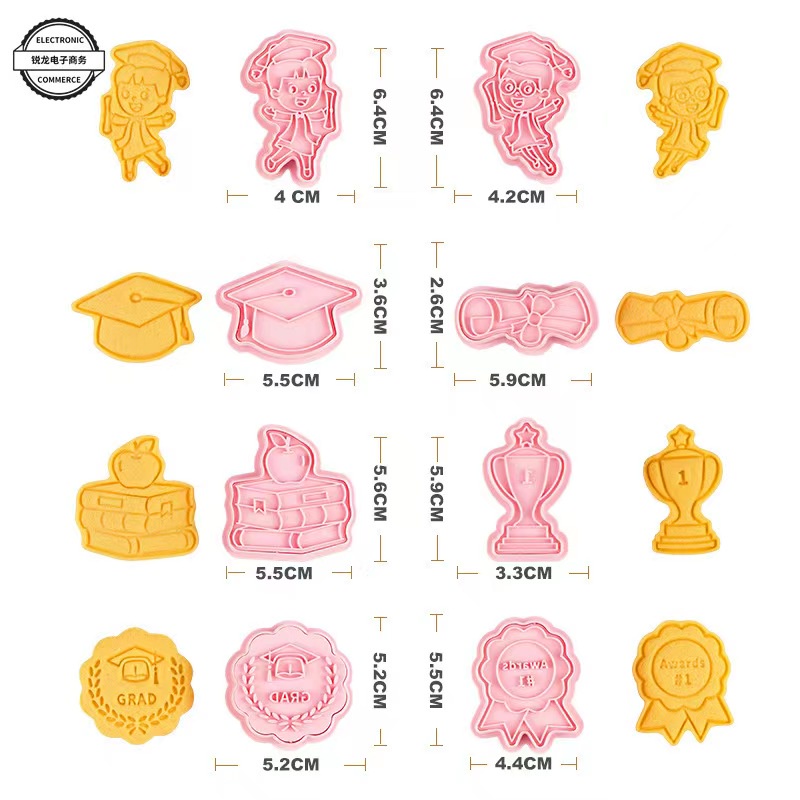 Cookie Cutter 8Pcs Graduation Cetakan Cookies Kue Kering Biskuit 17