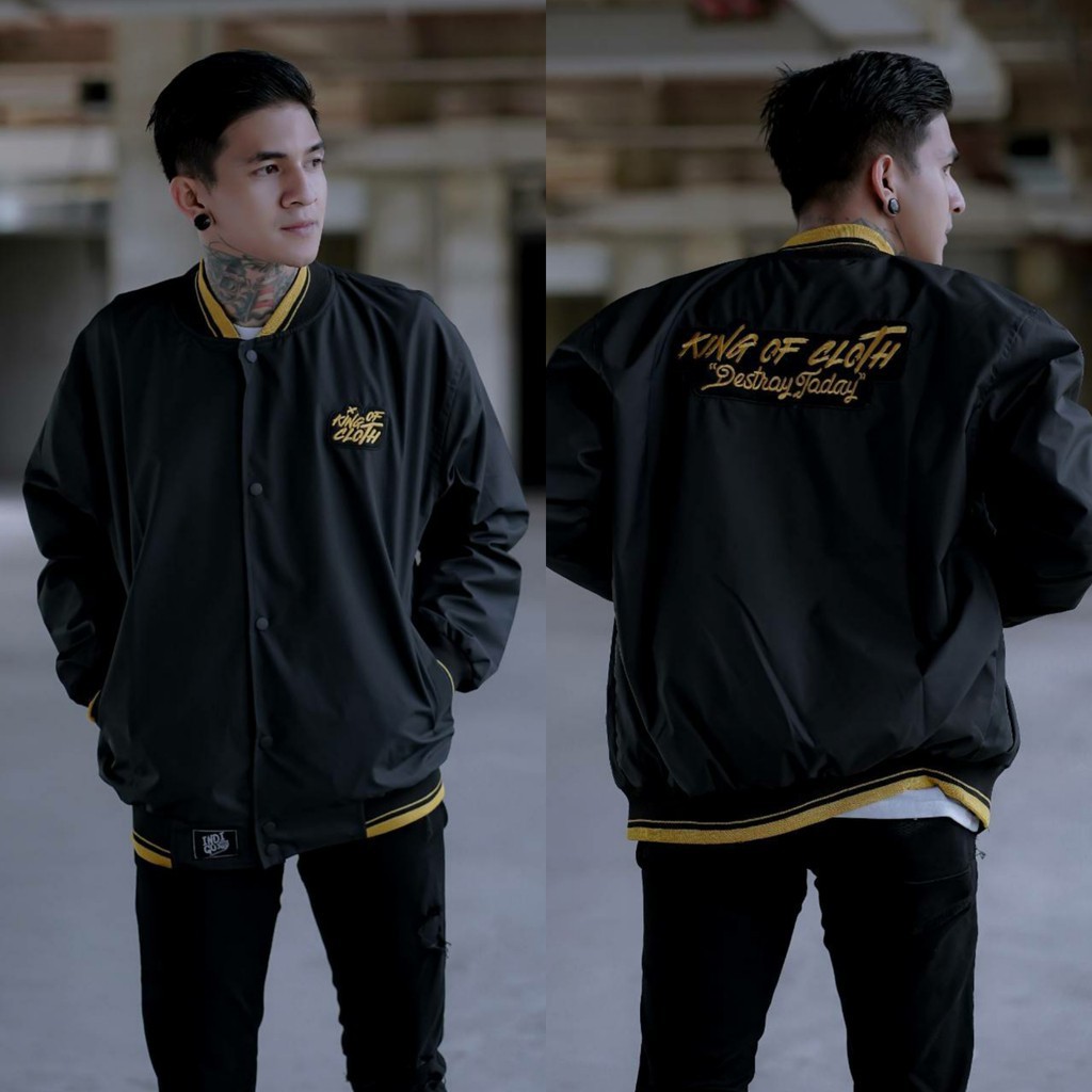 JAKET PRIA - JAKET BOMBER PRIA - JAKET VARSITY - JAKET SALVIO HEXIA-INDIGO KOC HITAM