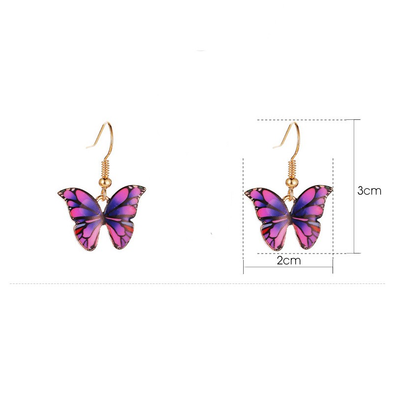 Anting kupu-kupu warna-warni fashion wanita Korea Butterfly earrings