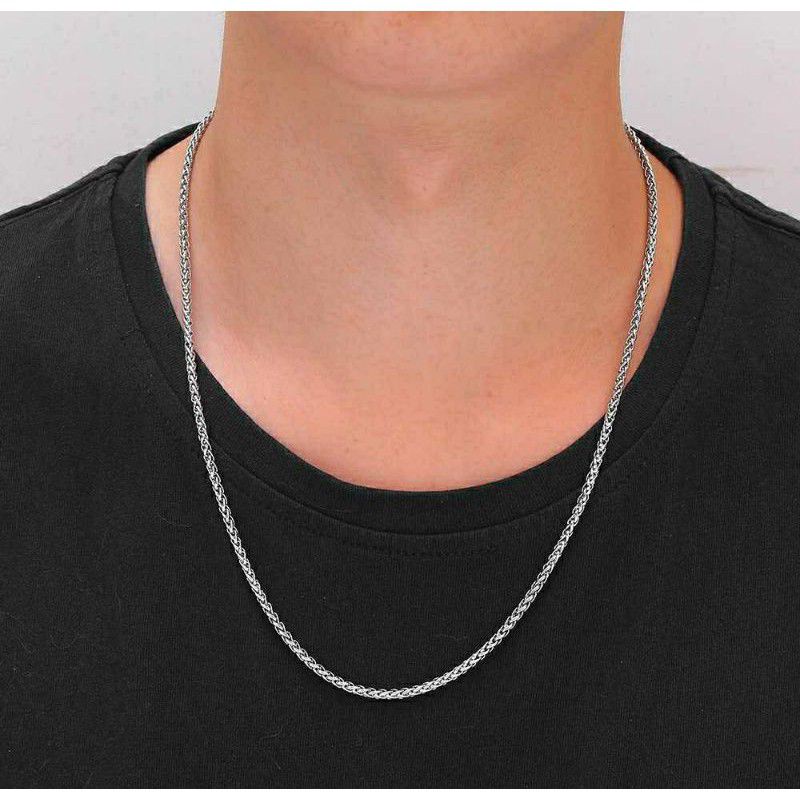 KALUNG TITANIUM MODEL KELABANG PRIA WANITA TERBARU ANTI KARAT DAN TIDAK MUDAH LUNTUR STAILEES STEEL BAJA PUTIH