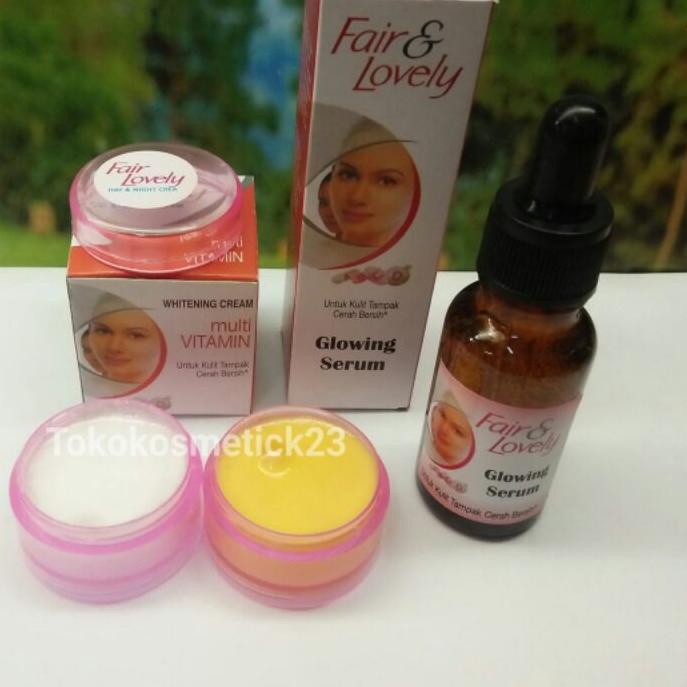 ♘ PAKET CREAM FAIR & LOVELY(CREAM SIANG+MALAM & SERUM) ➭