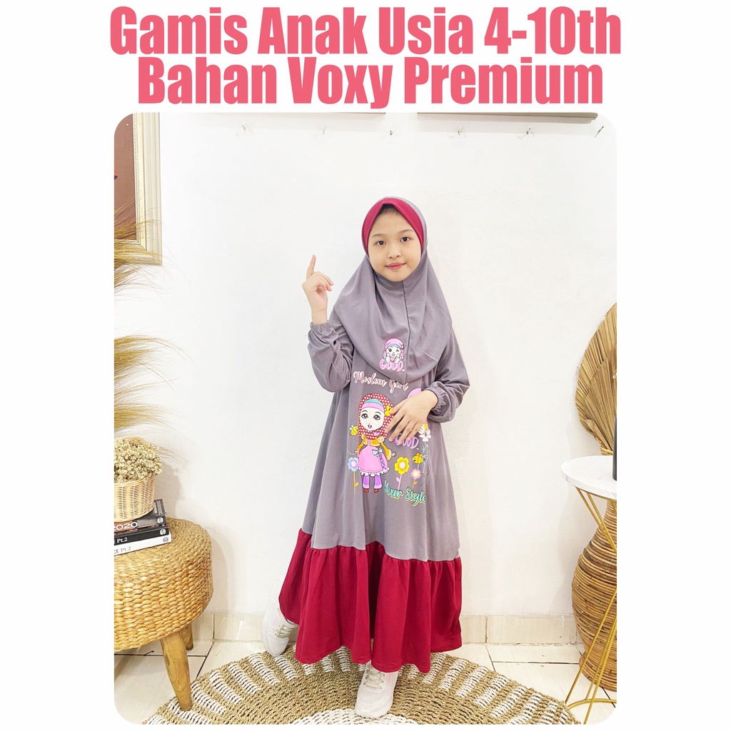 Gamis Anak Perempuan Set Hijab Karakter | Murah Terbaru baju muslim anak perempuan viral baju gamis 