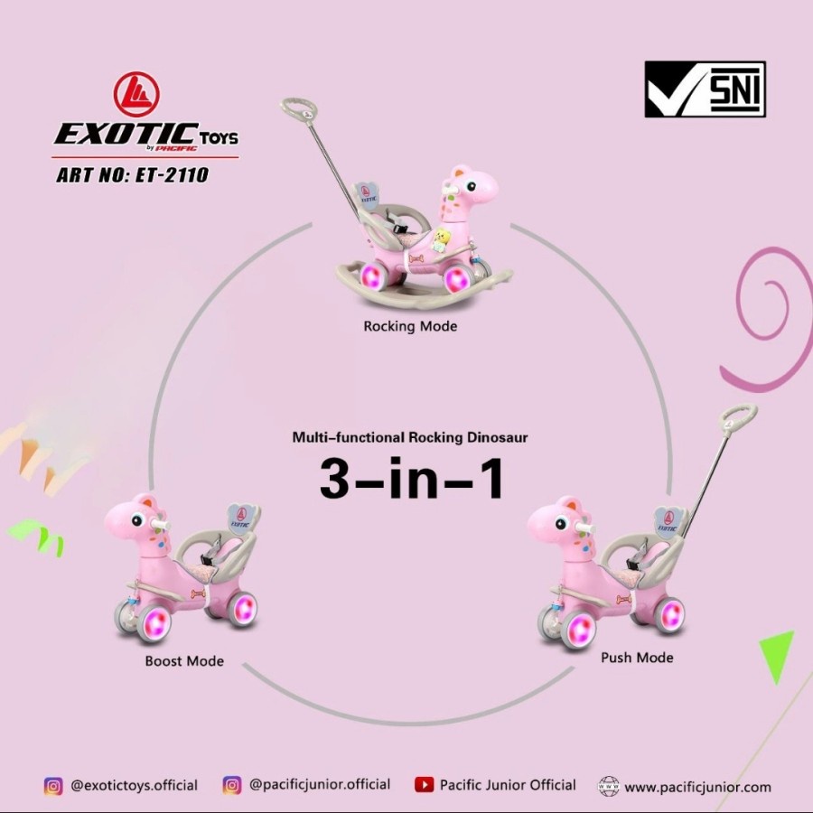 EXOTIC 3IN1 RIDE ON ET-2210 `DINO` / MAINAN ANAK