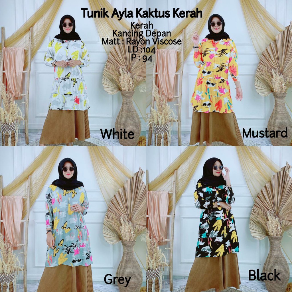 Zhelda Zarrah Kaktus Ayla Macan Tunik Rayon