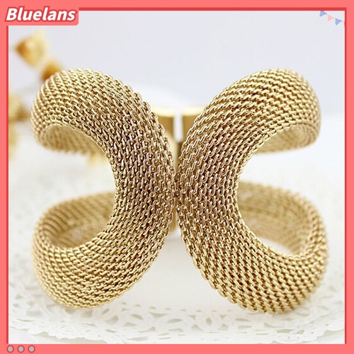 Bluelans Women Cool Fashion Mesh Wide Alloy Spring Cuff Bracelet Jewelry Punk Bangle