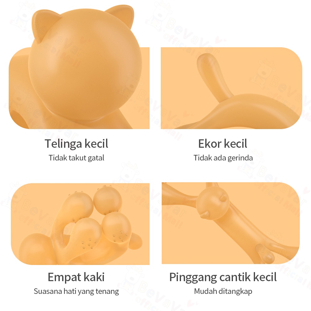 BEVAVAR Mainan Gigitan Bayi Lembut Teether Bayi Bentuk Kucing