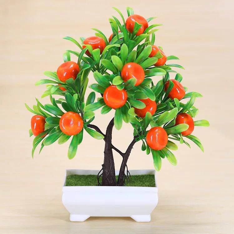 ☛TK☚R195 Bunga plastik Buatan Dekorasi Rumah/Kantor Pajangan Flower Artifisial Imitasi Vas/Pot Petak-BUNGA ORANGE