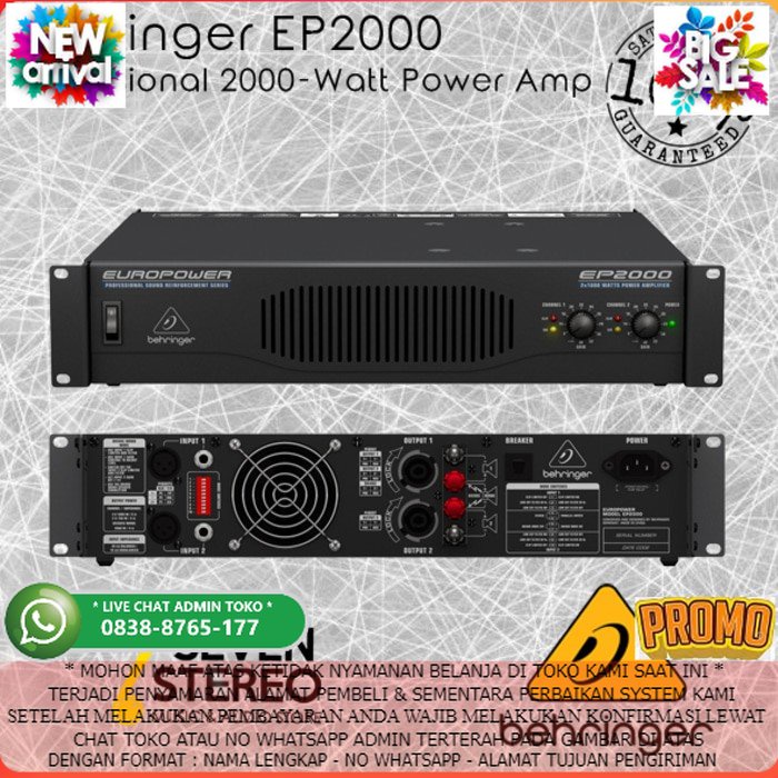 Jual Behringer EP2000 Power Amplifier 2000 Watt Shopee Indonesia