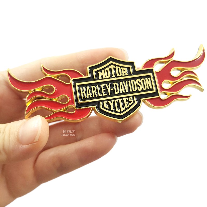 1 X Metal HARLEY DAVIDSON Motor Auto Bike Decorative Emblem Badge Sticker Decal Harley Fire