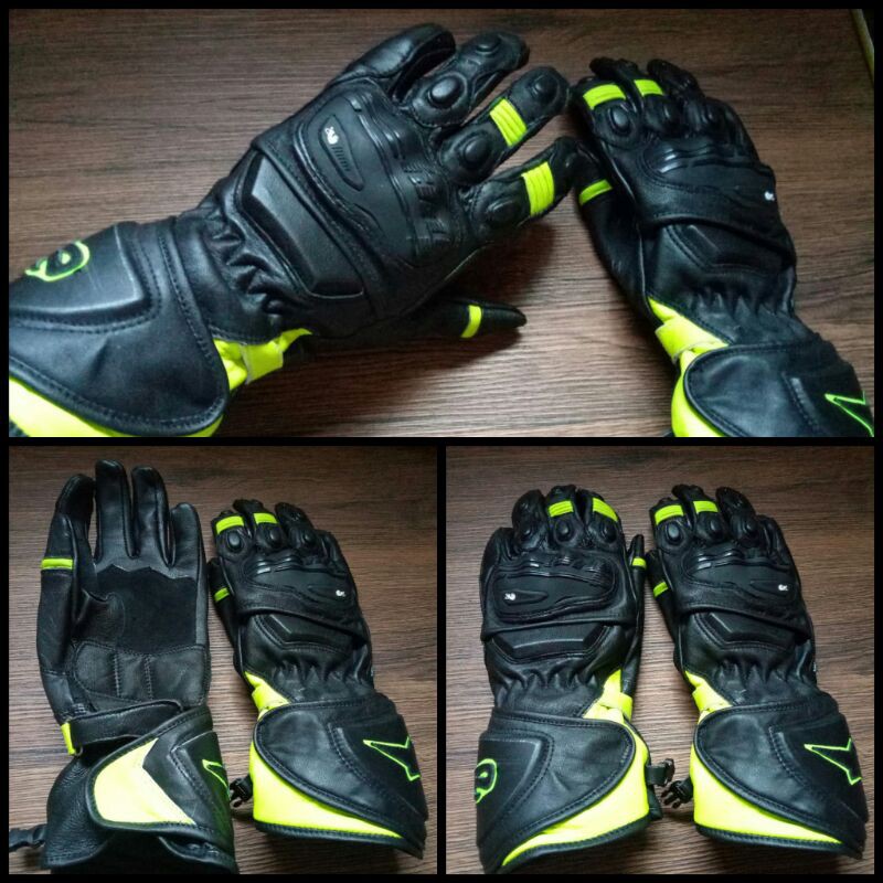 Sarung tangan motor pollet kuning stabilo