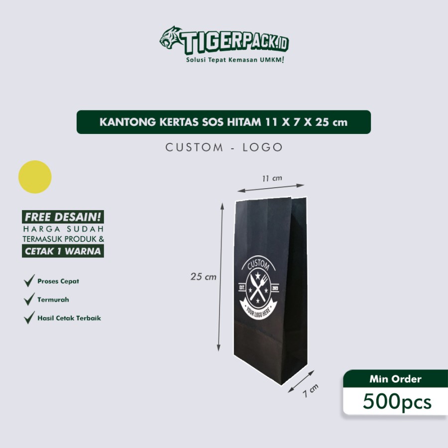 

Kantong kertas SOS HITAM 11x7x25cm - Custom Logo