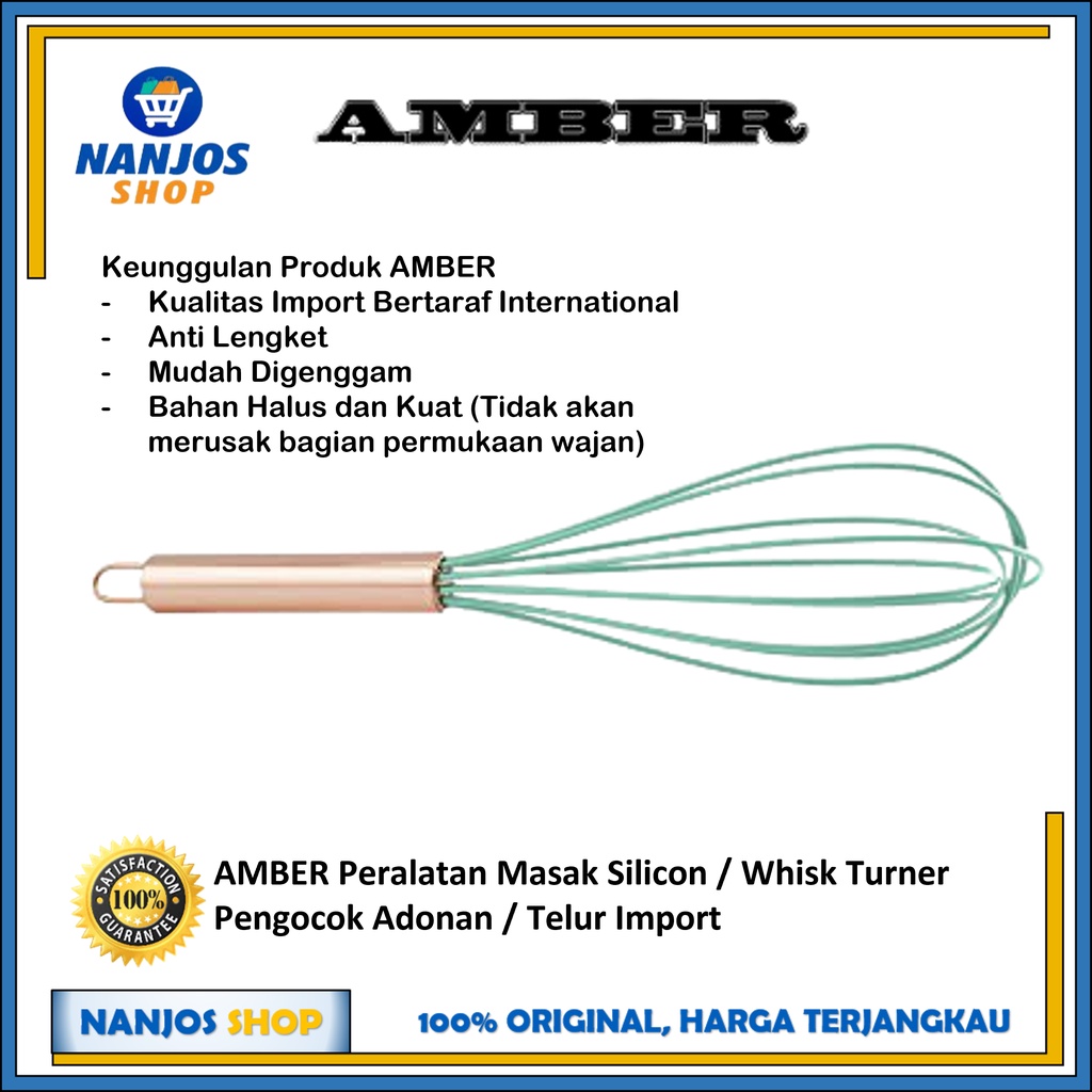 AMBER Peralatan Masak Silicon Whisk Turner Pengocok Adonan Food Grade