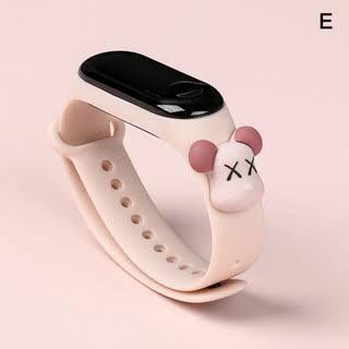 Jam Tangan Elektronik Tahan Air IP67 Motif Kartun Anak Laki-laki Perempuan LED Minimalis Gelang-Light Pink Bear