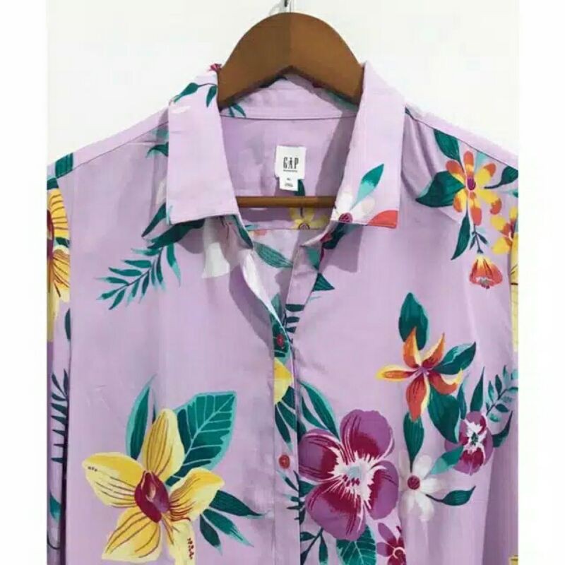 GAP LAVENDER FLORAL SHIRT ORIGINAL100 %