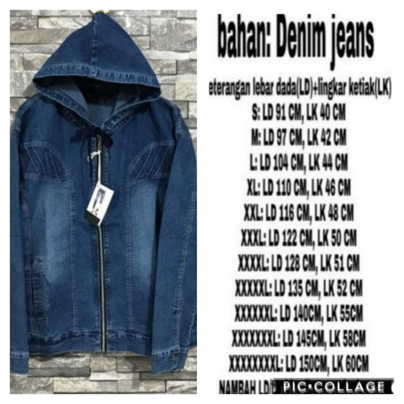 jaket jeans hoodie jumbo bigsize ld 150