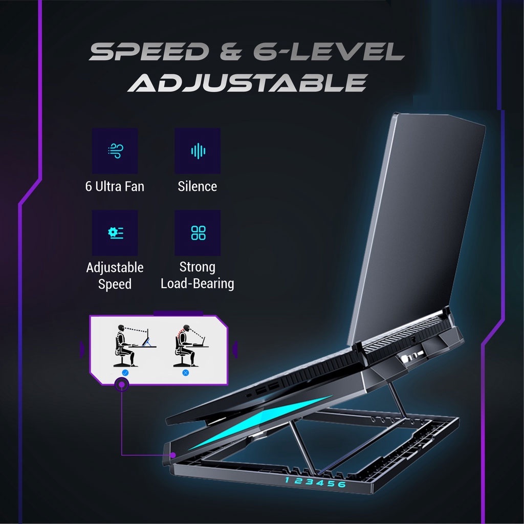 【cod】Cooling Pad Laptop Gaming Laptop 6 Fan LED Silent Noise - Coolingpad / Kipas laptop gaming / Pendingin Laptop / Kipas Laptop / Stand Laptop / Coolingpad Laptop