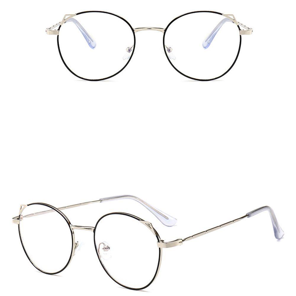 Mxbeauty Kacamata Anti Cahaya Biru Klasik Vintage Bentuk Telinga Kucing Frame Bingkai Logam Bulat Fashion Blue light blocking Komputer Eyeglasses