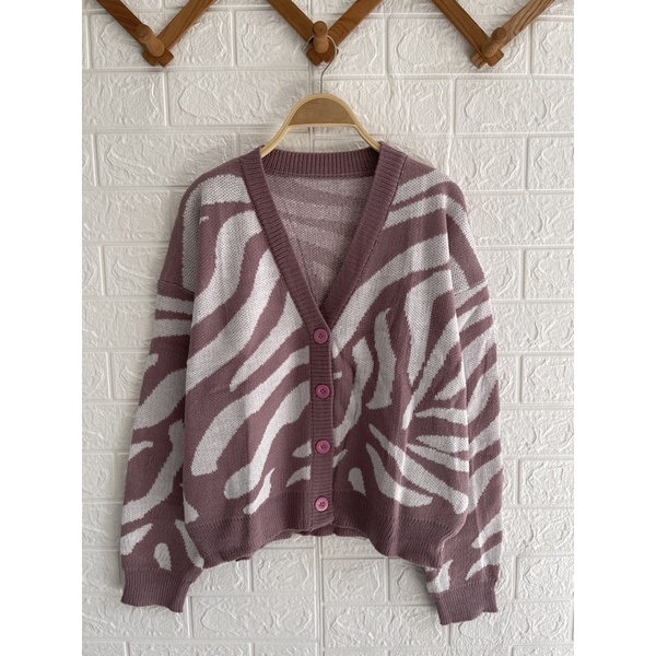 DAYLEE CARDY CARDIGAN RAJUT MOTIF ZEBRA WANITA