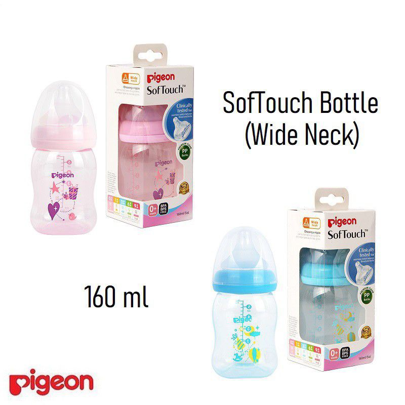 Pigeon Botol PP Clear Softtouch Wideneck 160ml 260ml Dot Minum Susu Bayi Motif 0m+ Botol Susu Bayi B