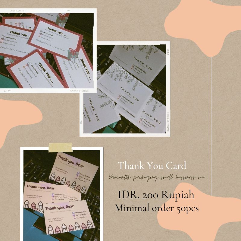 

THANK YOU CARD [POLAPAPERBOX.ID] MIN.50 pcs