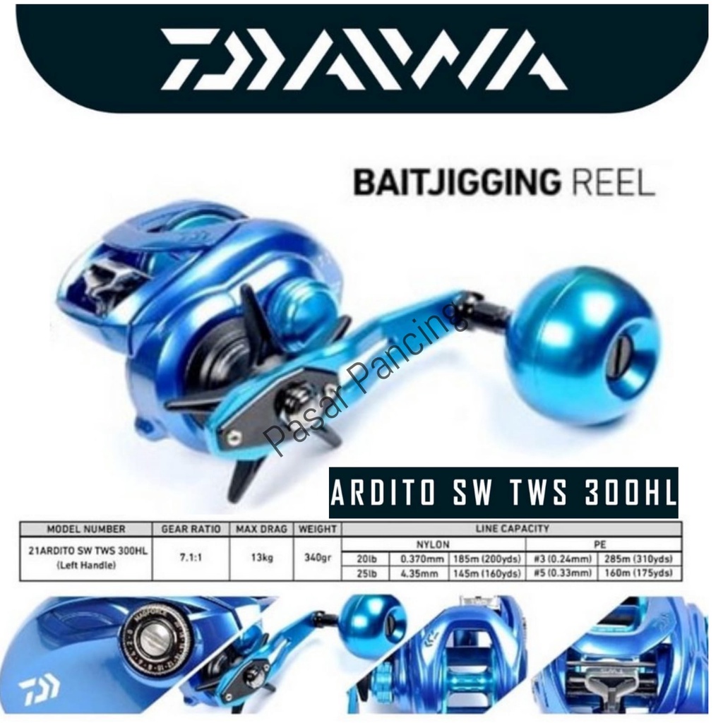 Reel Daiwa ARDITO SW TWS 300HL | Jigging | Baitcasting Reel | Saltwate