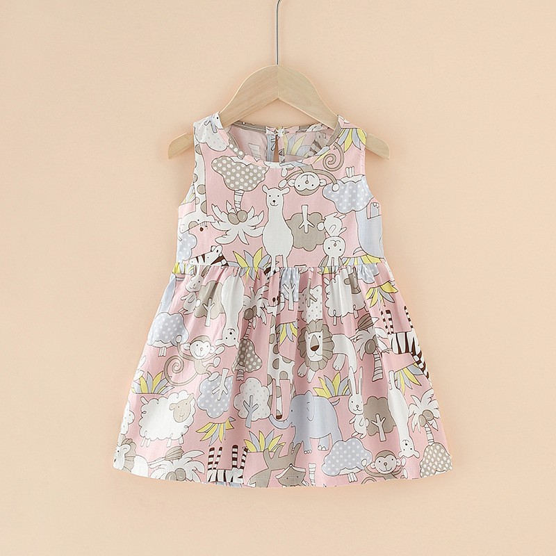 BABYSICAL 1-4 Thn - Aneka Dress anak Dress Bayi Korea Cotton Bamboo Motif Premium-Safari Pink