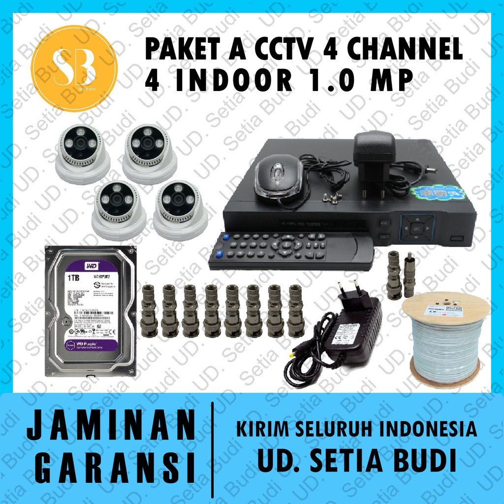 Paket A CCTV 4 Channel: 4 Indoor 1.0 MP