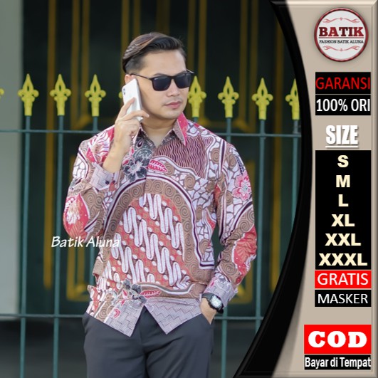 Batik pria lengan panjang Kemeja Atasan Baju batik pria laki laki lengan panjang premium cowok solo