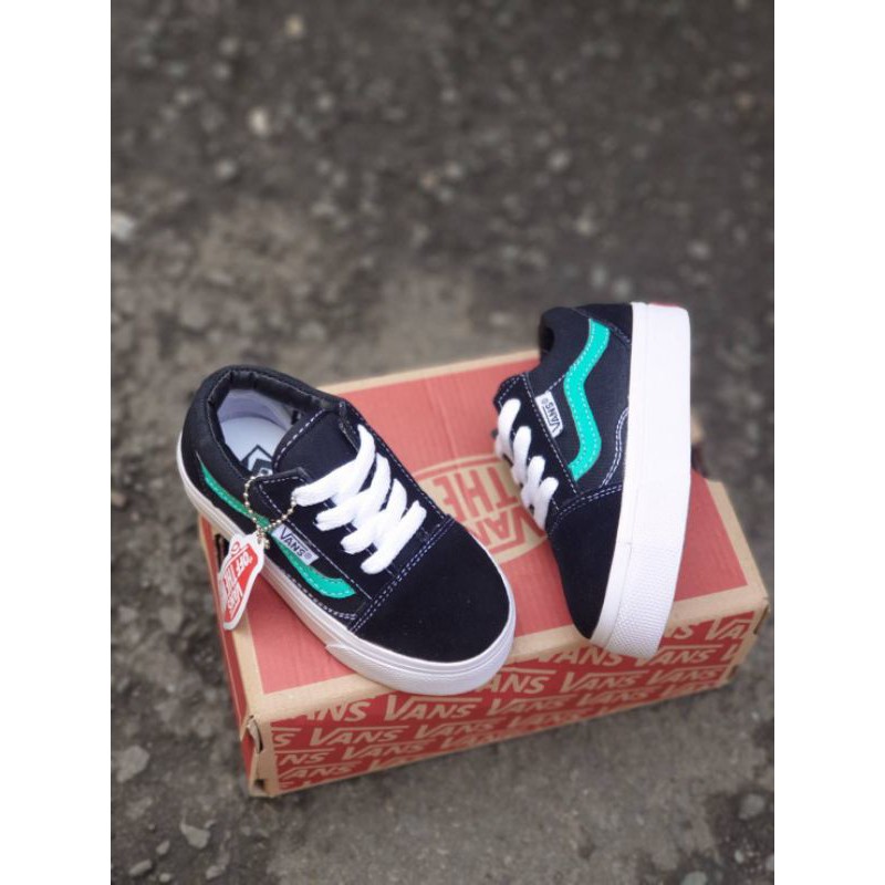 SEPATU ANAK VANS OLDSKOOL BLACK GREEN PREMIUM HIGH QUALITY SEPATU VANS ANAK OLDSKOOL