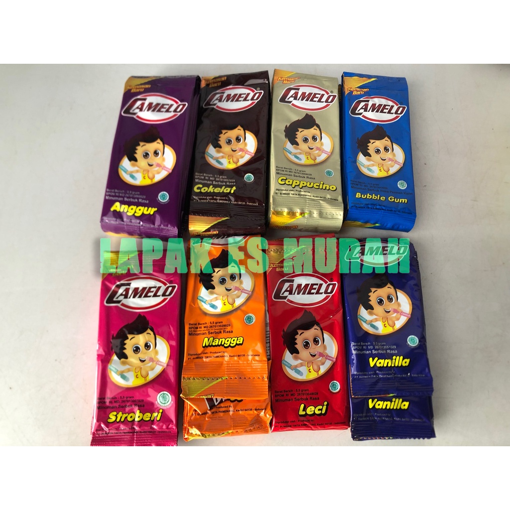

Es Suntik Camelo | Mix Rasa | Kemasan 1 Kg (180 pcs)