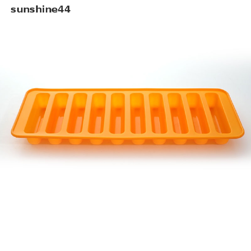 Sunshine Cetakan Es Batu Diy Bentuk Strip Panjang Bahan Silikon Dengan 10 Sekat